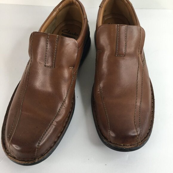 CLARKS ORTHOLITE Burnished Slip On Brown Loafers Size 9M main image 9